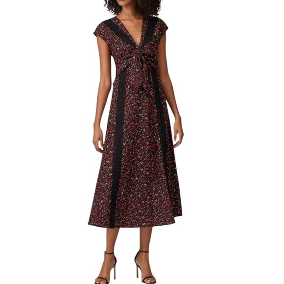 Thakoon Collective Floral Lace Maxi Dress Dark Floral Prairie Boho Sz 4 - Picture 3 of 12